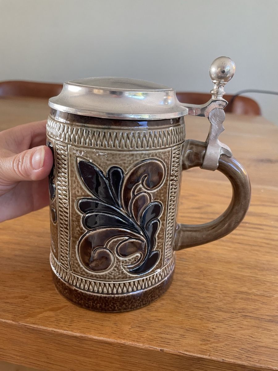 Gläser: Bierkrug mit Zinndeckel aus Keramik – Gebraucht aus Niederbüren von poschti 3