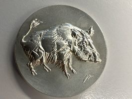 Erni-Medaille Silber 900 20g Wildpark Langenberg 1969