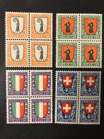 J25-28 **, Kantons- +Schweizerwappen, 1923, Viererblöcke