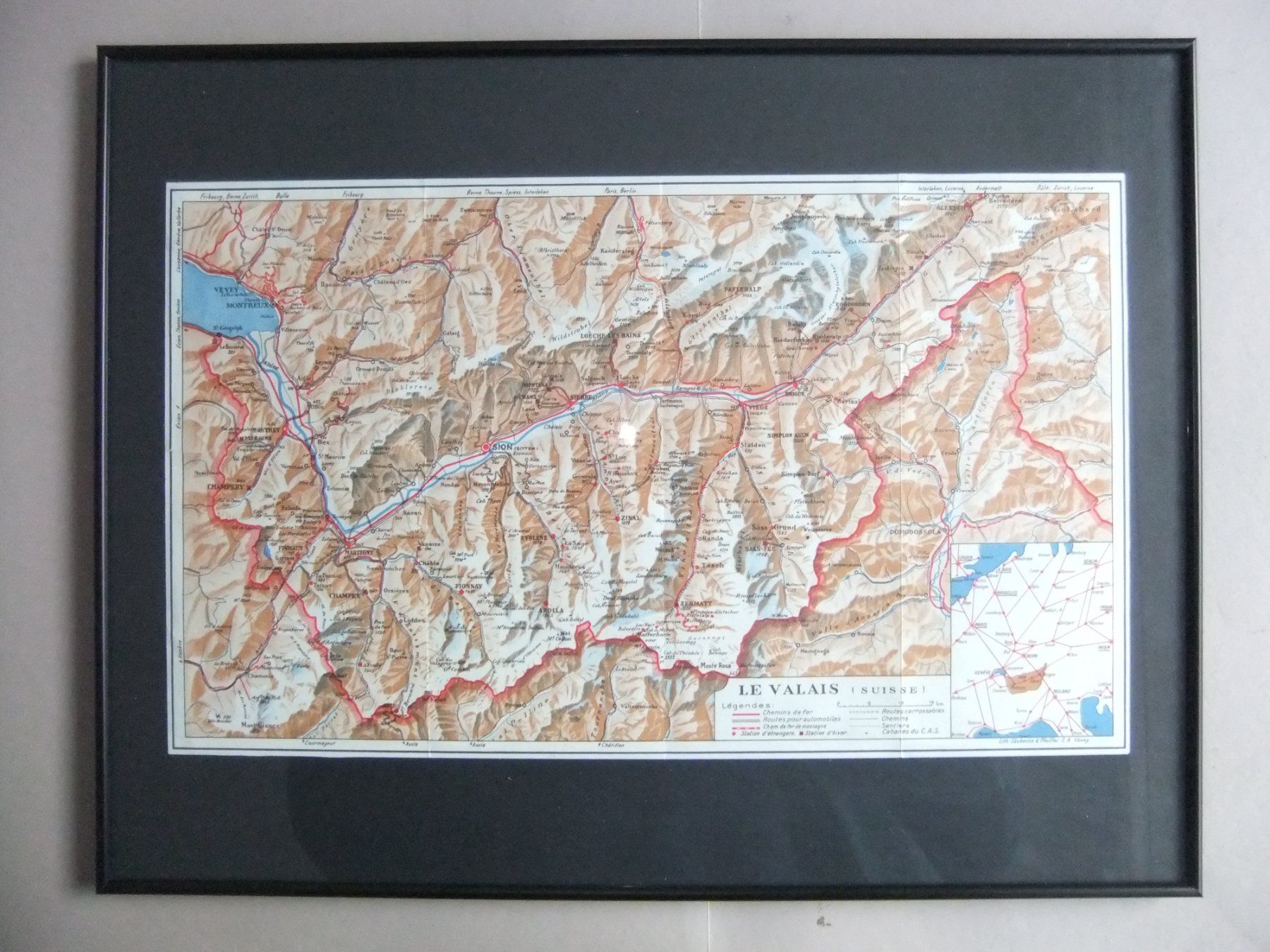 Landkarten & Atlanten: Original Walliser Landkarte Wallis Valais – Gebraucht aus St. Niklaus VS von wunschlos54