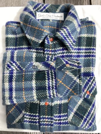 GODS TRUE CASHMERE Oceantide plaid cashmere shirt