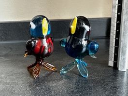 2er Set farbige Glasvögel, Handarbeit, top Zustand!