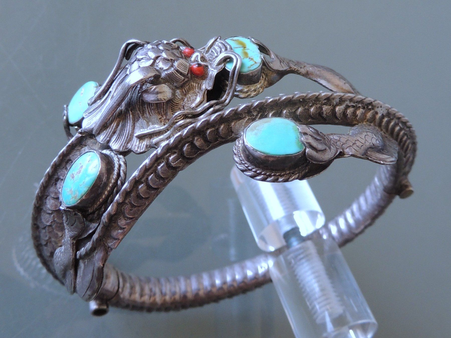 Bracciali & Braccialetti: Drachen Armreif Silber 900 mit Türkis – Usato da Waldenburg venduto da schaller707
