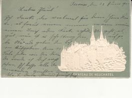 Neuchâtel 1901, mit Stempel Peseux, Reliefkarte