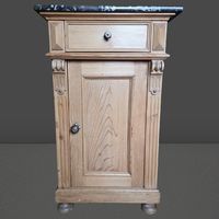 🪵Antik Nachttisch Weichholz Marmor Vintage 🌟 Beistelltisch