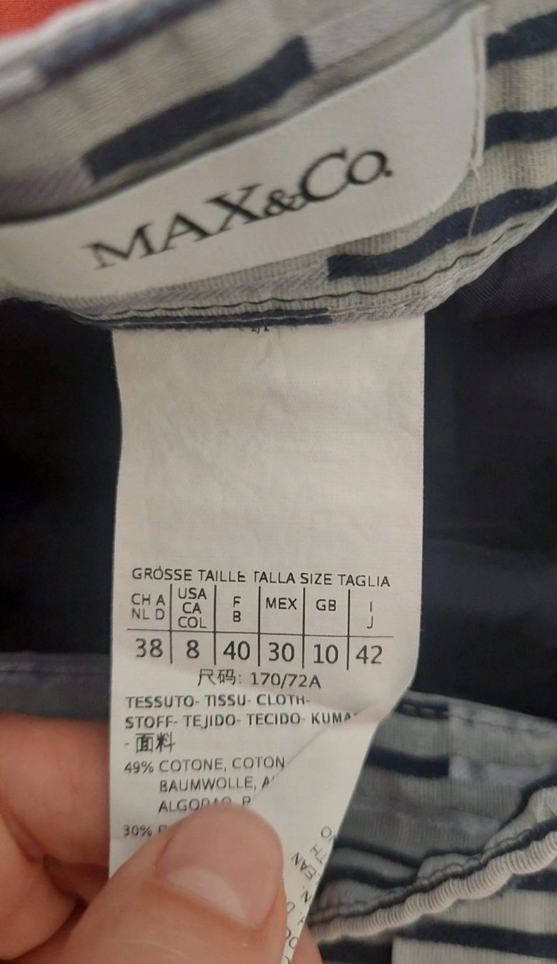 Max Mara Gonne: Jupe grise bleue soirée originale rayures Max&CO., taille 38 – Usato da Genève venduto da a_t_g5kq 3