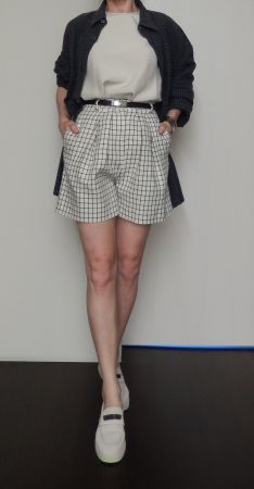 Orig. ROCHAS Karo-Shorts Baumwolle + Leinen, Gr. XXS-XS
