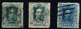 3 timbres ESPAGNE - Alphonse XIII - 1923 - Obl. - rares