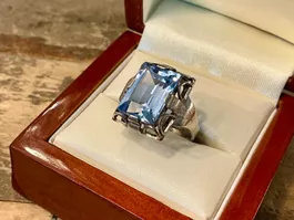 ART DECO RING SILBER 835 TOPAS UM 1930, GR.53