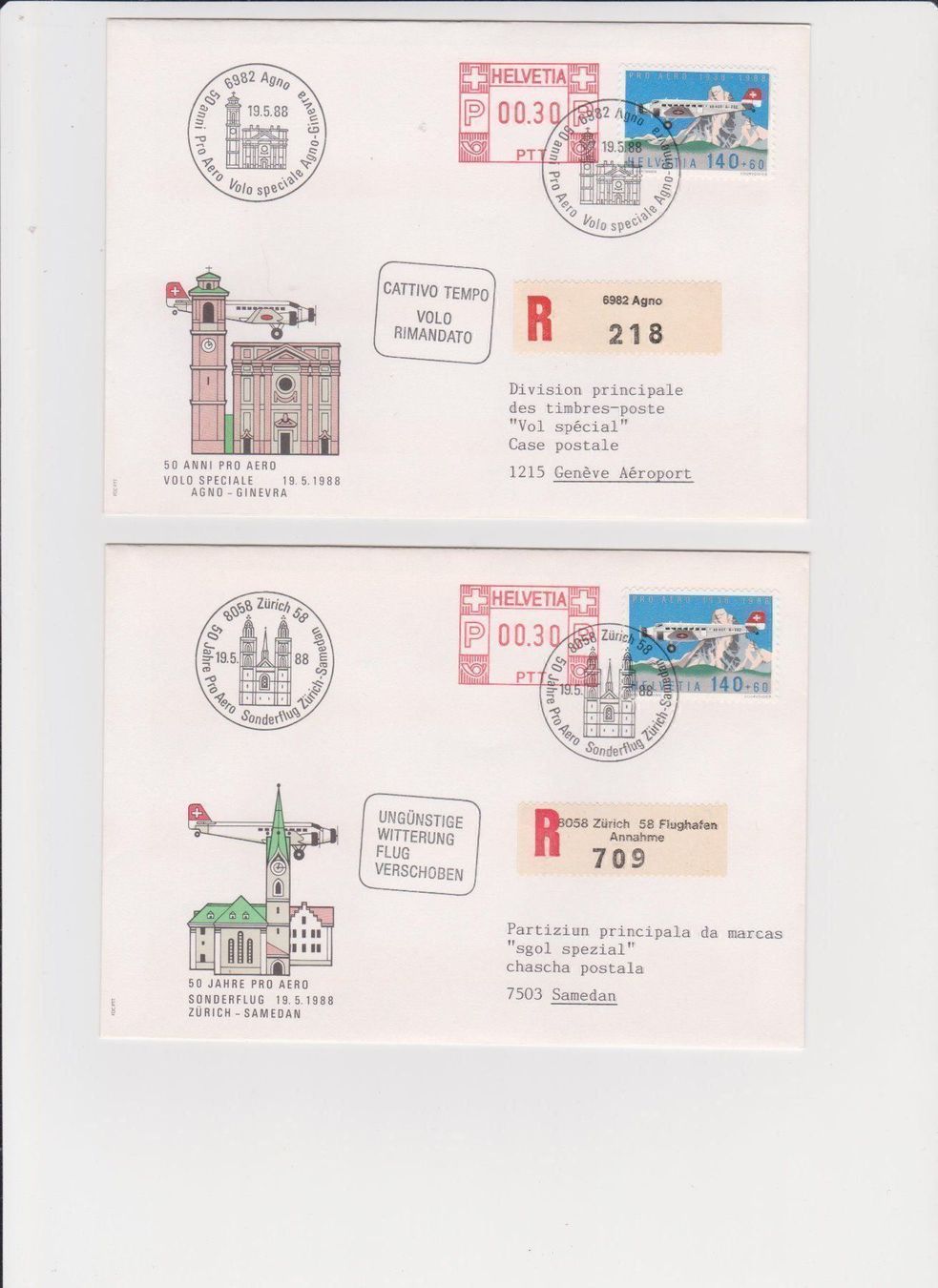 Alle Briefmarken: Enveloppe 50 ans Pro Aero – Gebraucht aus Pailly von jme99