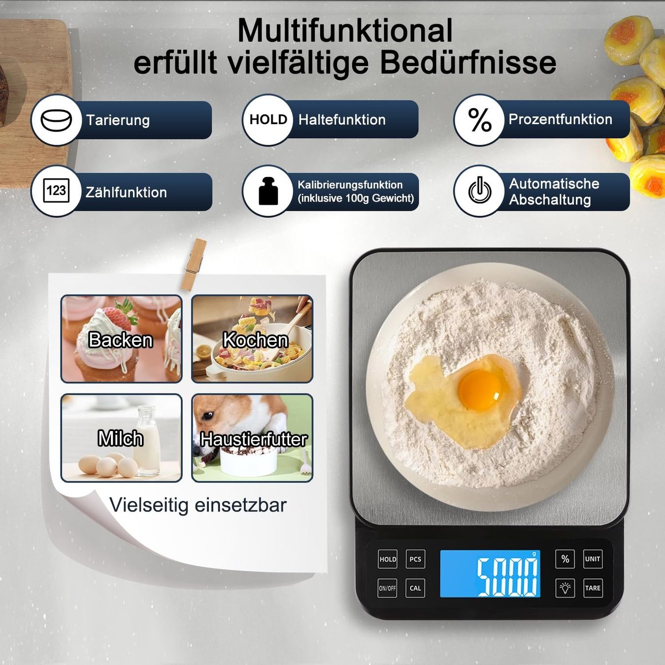 Bilance da cucina: 0.1g/5kg Große Digitale Küchenwaage mit% Prozentfunktion – Nuovo (secondo la descrizione) da Thun venduto da coverall 5