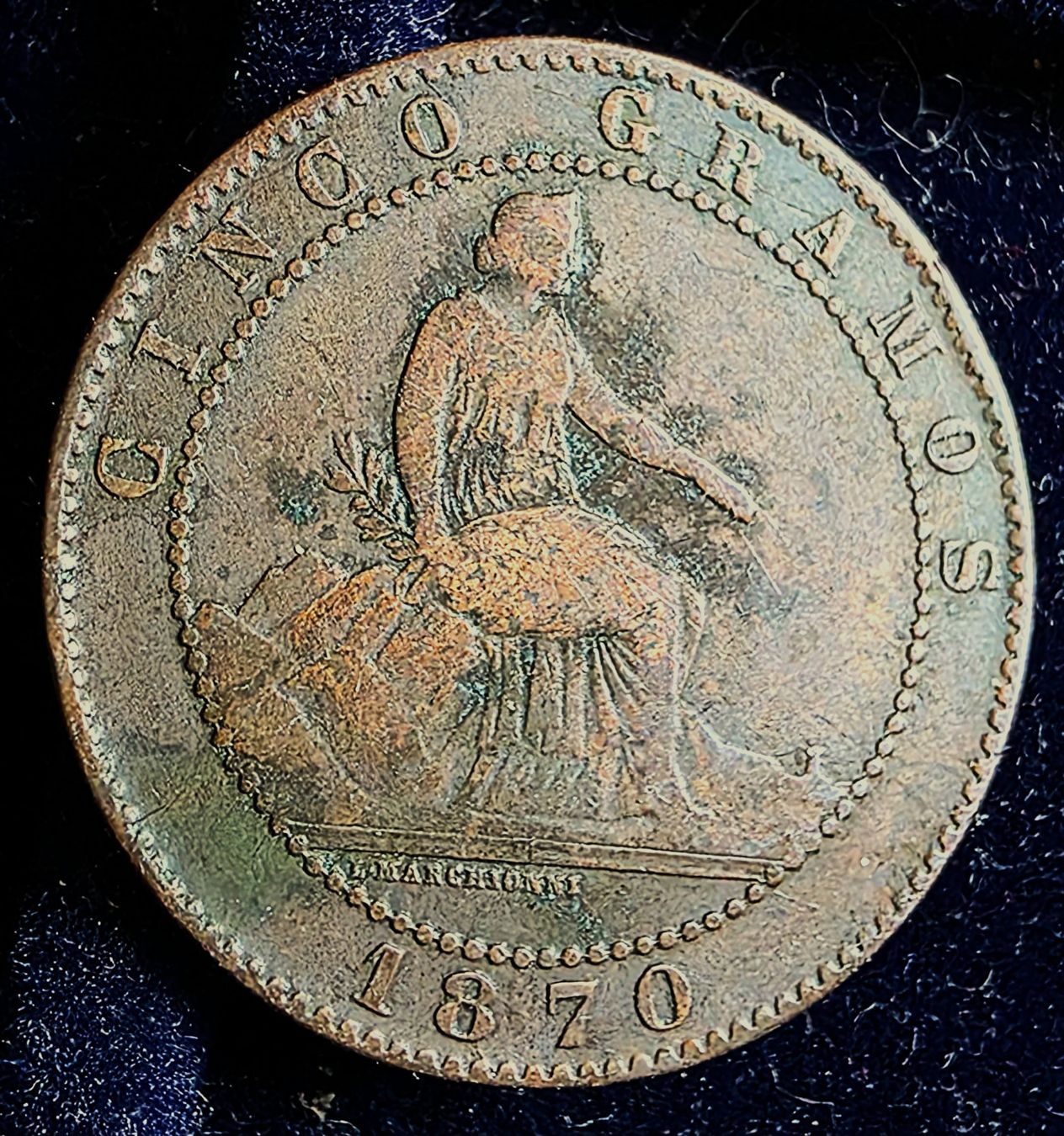 Tutti le monete: SPANIEN 5 CENTIMOS 1870 – Usato da winterthur venduto da CoinPassion 1