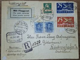 Flugpostbrief ab Wülflingen / Las Palmas 