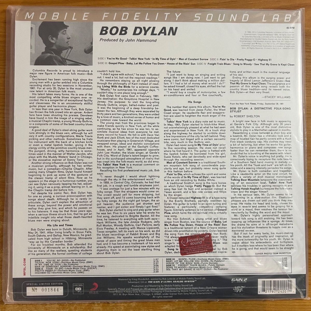 Dischi in vinile: Bob Dylan - Same / 2 LPs - Audiophile MFSL 2014 - NEW – Nuovo e nell'imballaggio originale da Gais venduto da soundcave57 1