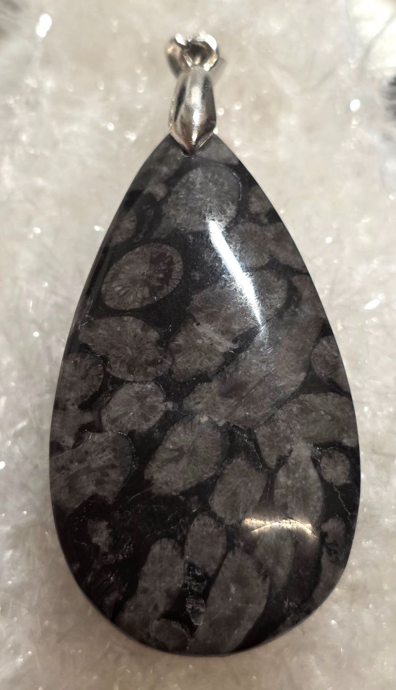 Minerali & Pietre curative: Schwarzer Korallenjaspis Tropfenanhänger A – Nuovo e nell'imballaggio originale da Matzingen venduto da Shay_Crystalz