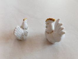 Handbemalt  Hahn 4,5x4,5cm  Huhn 4x3,5cm