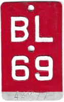 Velonummer Basel Land 1969 BL 69.