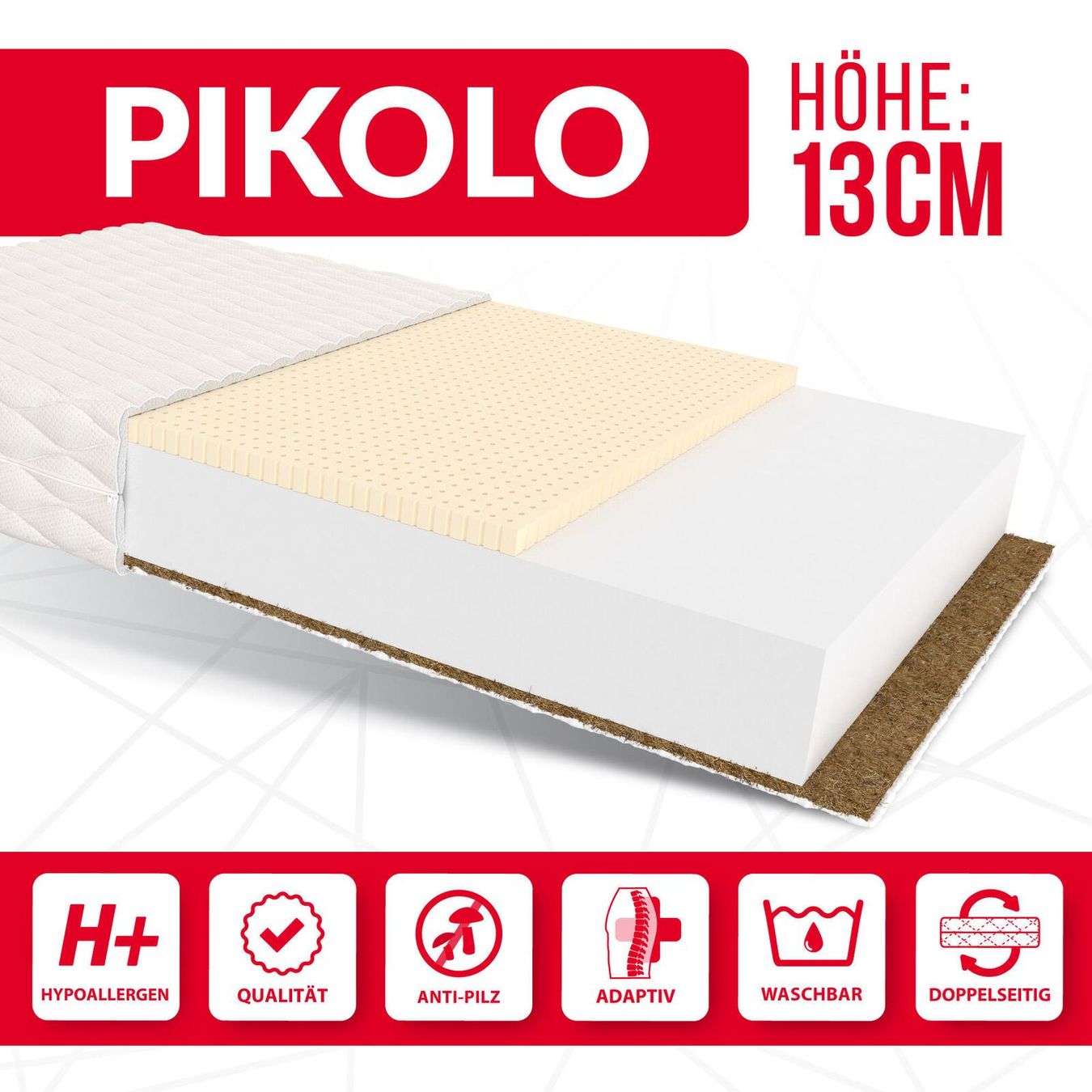 Matelas: Matratze 90x200 PIKOLO - H2/H4 - 13cm – Neuf avec emballage d'origine à Wallenwil par toesstal-vertrieb