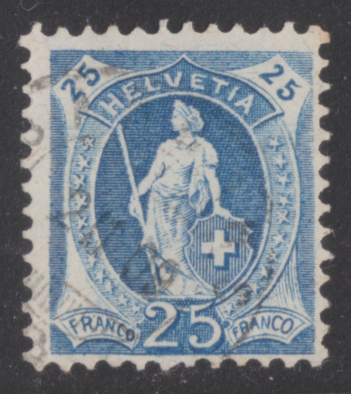 Tutti i francobolli: Stehende Helvetia 25 Cts. – Usato da Kleindöttingen venduto da Laufzeit