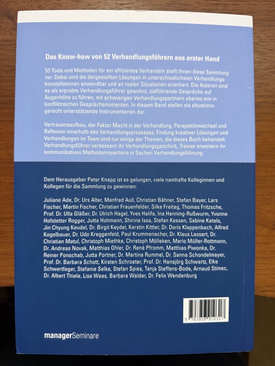 Libri: Verhandlungs-Tools: Effiziente Verhandlungstechniken – Nuovo (secondo la descrizione) da Ittigen venduto da sim_s229 1