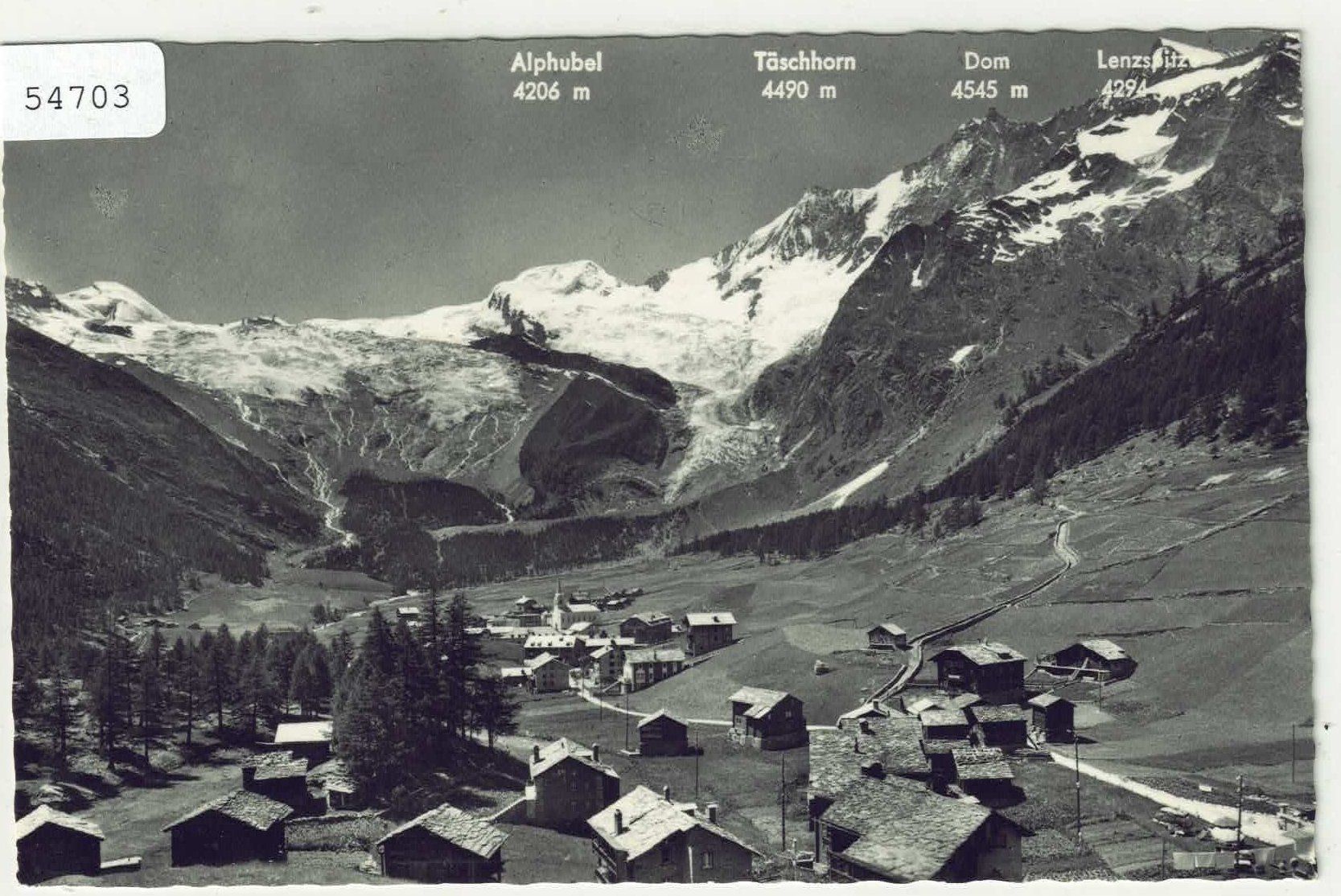 Cartoline postali: Saas-Fee mit Fee-Gletscher – Usato da Ettingen venduto da Kartenplanet