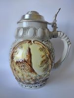 Bierstein Humpen Bierkrug Antique Beer Stein Sitzendorf Porz