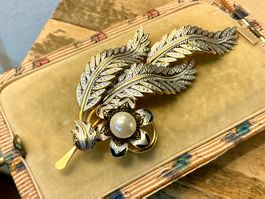 VINTAGE XL BROSCHE MODESCHMUCK AUS FRANKREICH, 50-ER, TOP