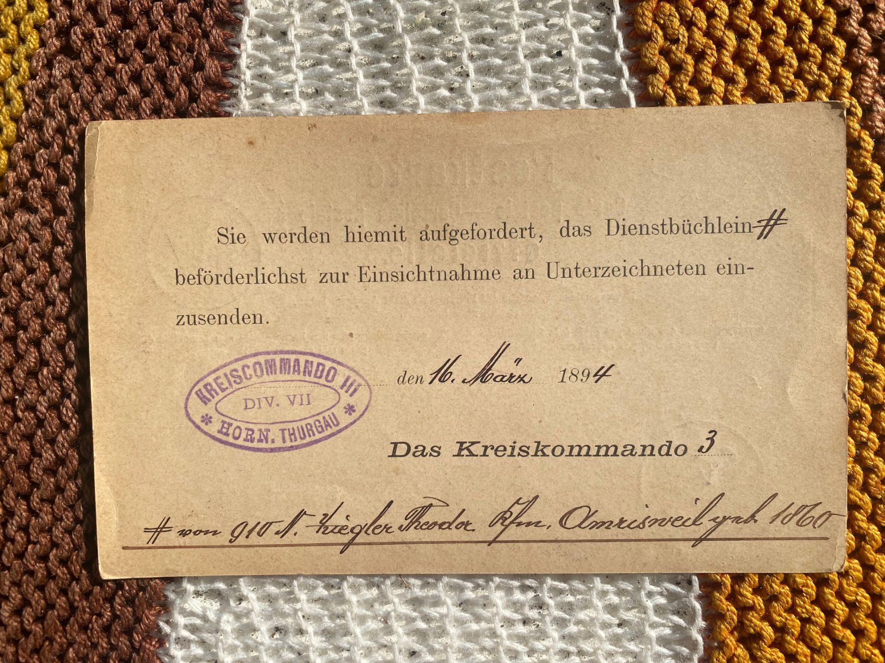 Cartoline postali: 1894 PK Militär 4 – Usato da Langendorf venduto da Antik-Samariter 1