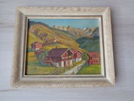 KLEINES OELBILD JNNERTKIRCHEN BERNER OBERLAND MONOGRAMM