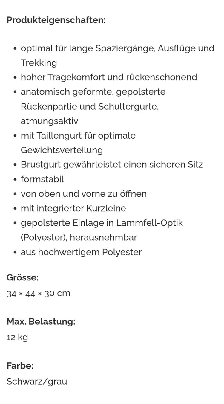 Trixie Zaini: Trixie Transport Rucksack Simon – Usato da Unterentfelden venduto da gretschli 2