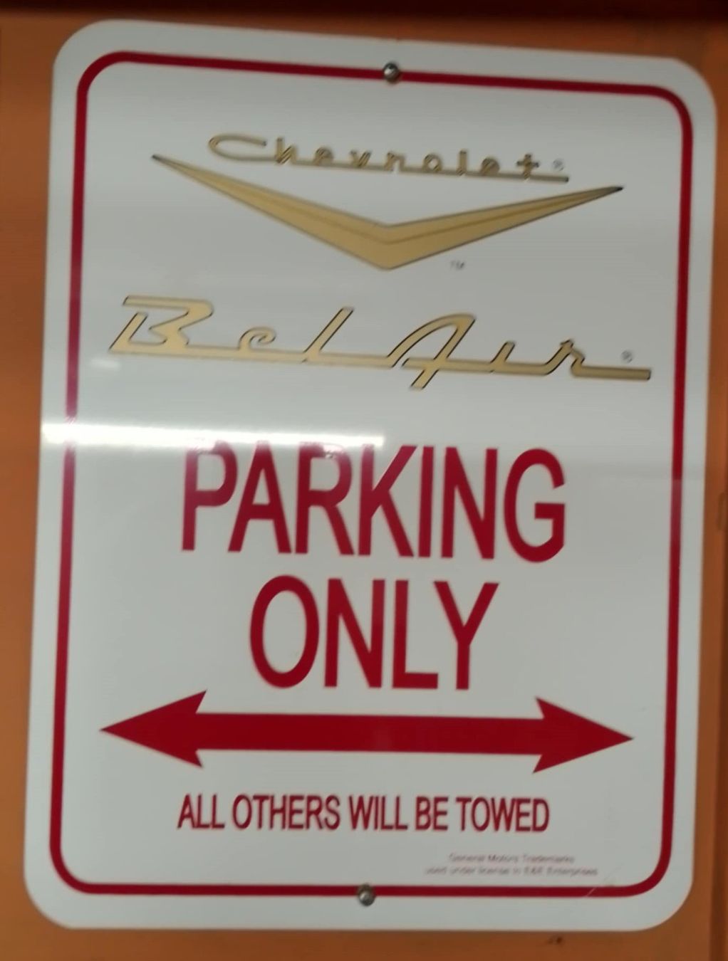 Insegne: Blechschild  Bel Air Parking Only – Usato da Niedergösgen venduto da usc_l8gm