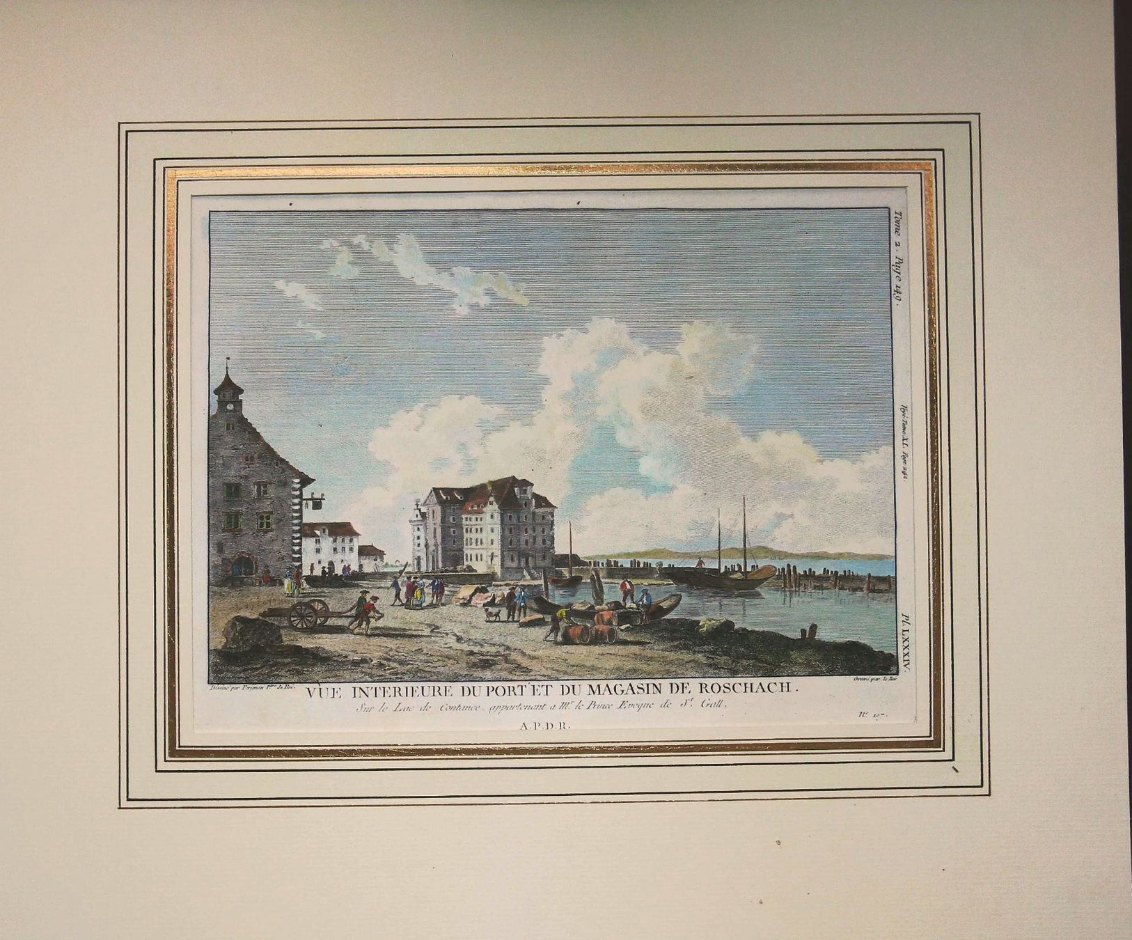 Incisioni: Rorschach Hafen Originalkupferstich 1780 – Usato da Rafz venduto da Helvet32