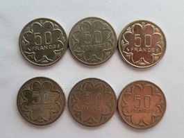 6x 50 Francs CFA Div. Länder Afrika