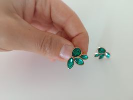 Ohrstecker Blatt grün gold, Modeschmuck