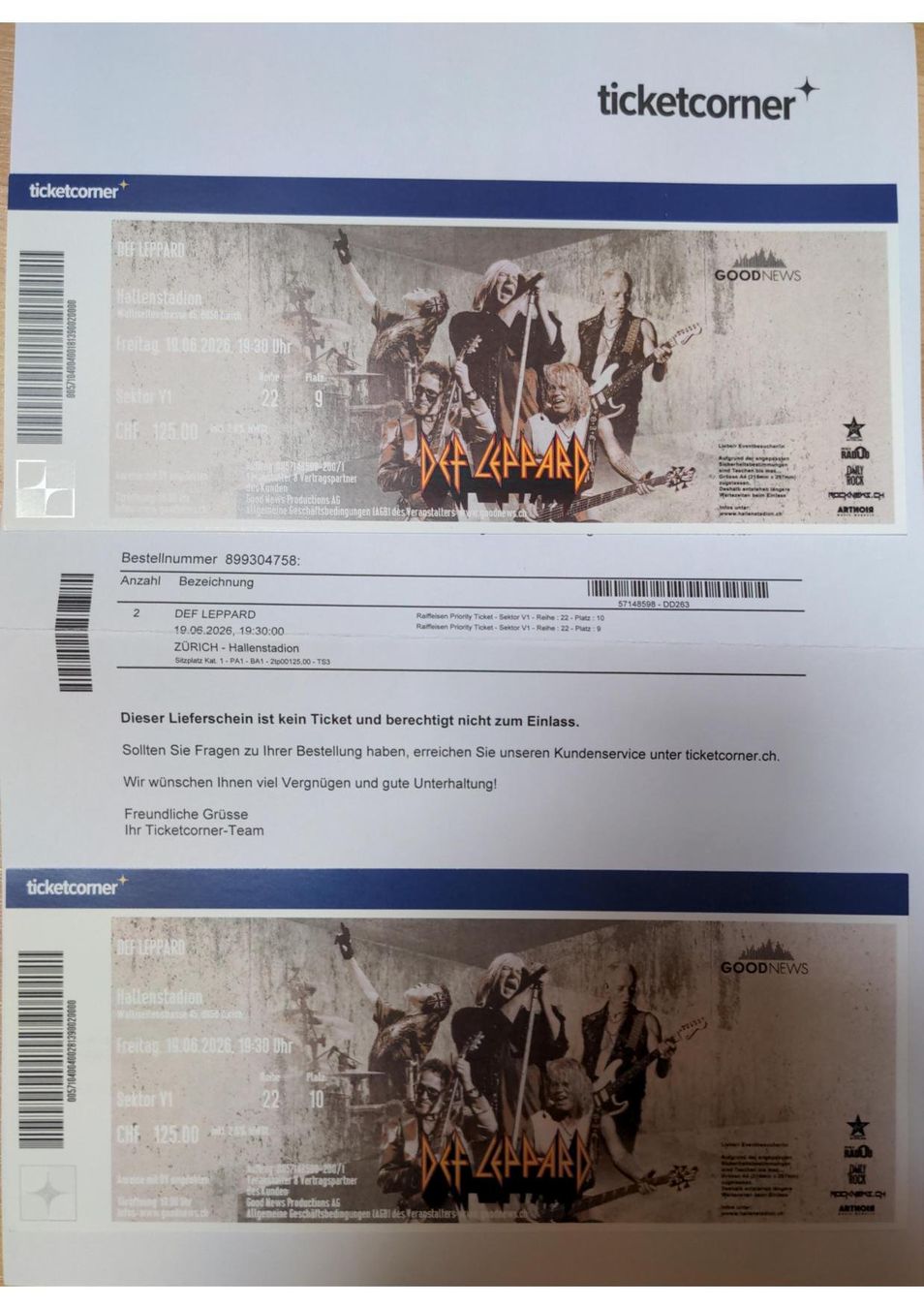 Biglietti: Def Leppard 19.06.2026 Zürich – Nuovo (secondo la descrizione) da Leuk Stadt venduto da Schitte