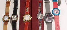 Lot K 6 montres quartz, Michel Jordi Genève, Fero ,SWATCH...