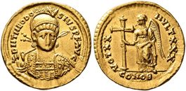 Solidus des Theodosius II. Constantinopolis