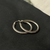Weiss Gold Zirkonia Kreolen 3 cm