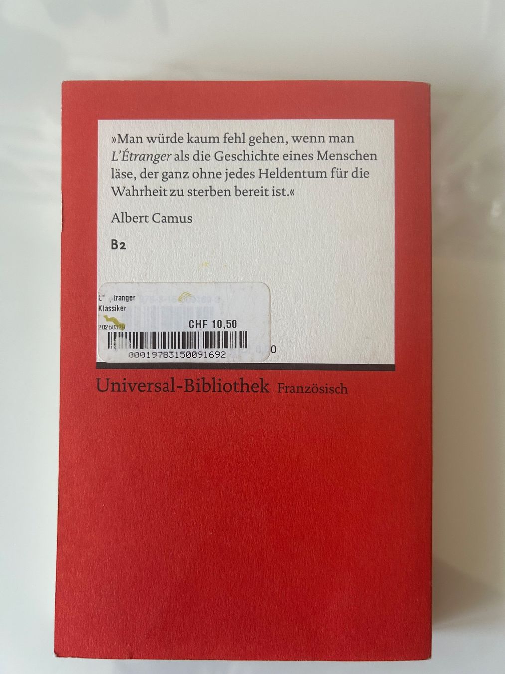Libri: L'étranger (Albert Camus) – Usato da Birmenstorf AG venduto da Sail13 1