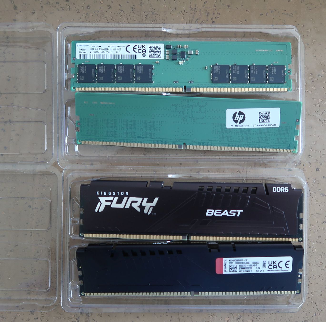 DDR5 RAM 4 x 16gb 4800 Mhz UDIMM 288 Pins (Gebraucht) in Sonceboz ...