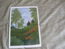 Aquarell um 1950 Rahmen hinter Glas