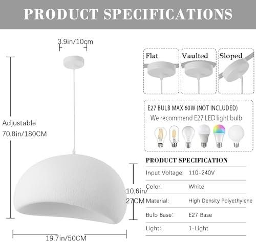 Lampadari & plafoniere: 50Cm Moderne Pendelleuchte Esszimmer E27 Weisser Shell – Nuovo e nell'imballaggio originale da Hundwil venduto da Stallone6 5