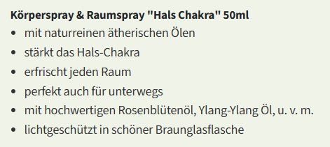 Spray per ambienti: Körperspray & Raumspray - Hals Chakra – Nuovo e nell'imballaggio originale da Münchwilen TG venduto da Caroline_T. 2