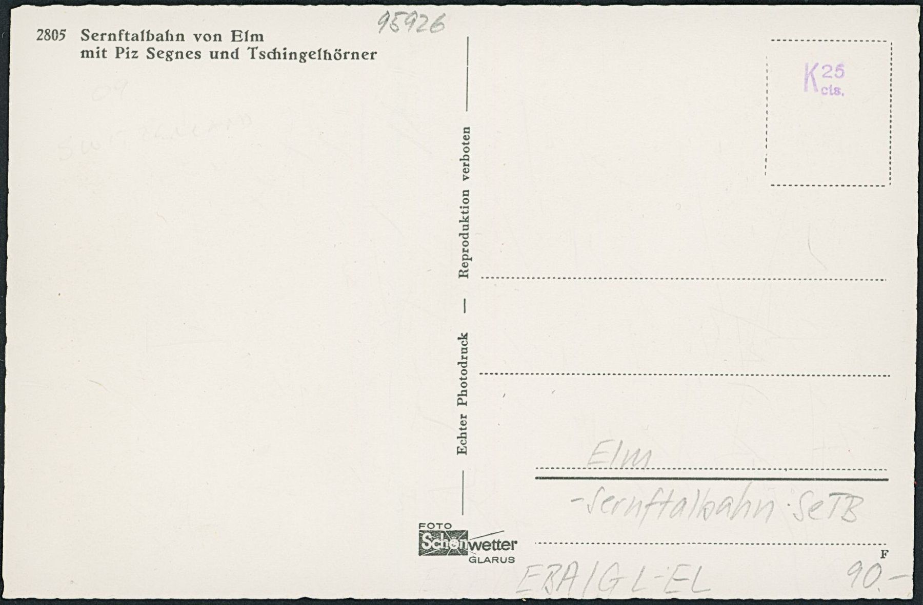 Cartoline postali: GL Elm - Sernftal Bahn SeTB – Nuovo (secondo la descrizione) da Schindellegi venduto da Jonathan77 1
