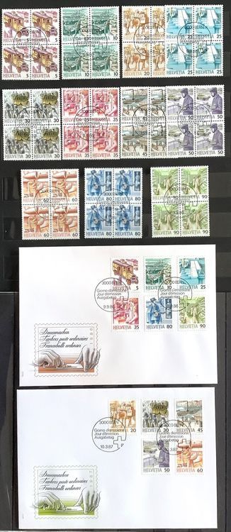 Tutti i francobolli: 1986/87 - FDC Postbeförderung + Viererblock Satz ET – Nuovo (secondo la descrizione) da Liestal venduto da Skunk02