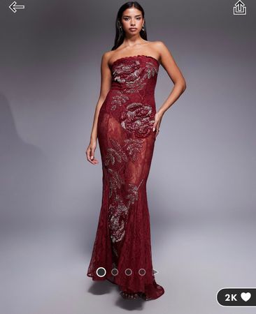 Kleid berry bordeaux Abendkleid Spitze Perlen bandeau dress