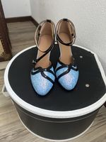 Scarpe da ballo  donna glitter azzurre cinturino tg 39,5