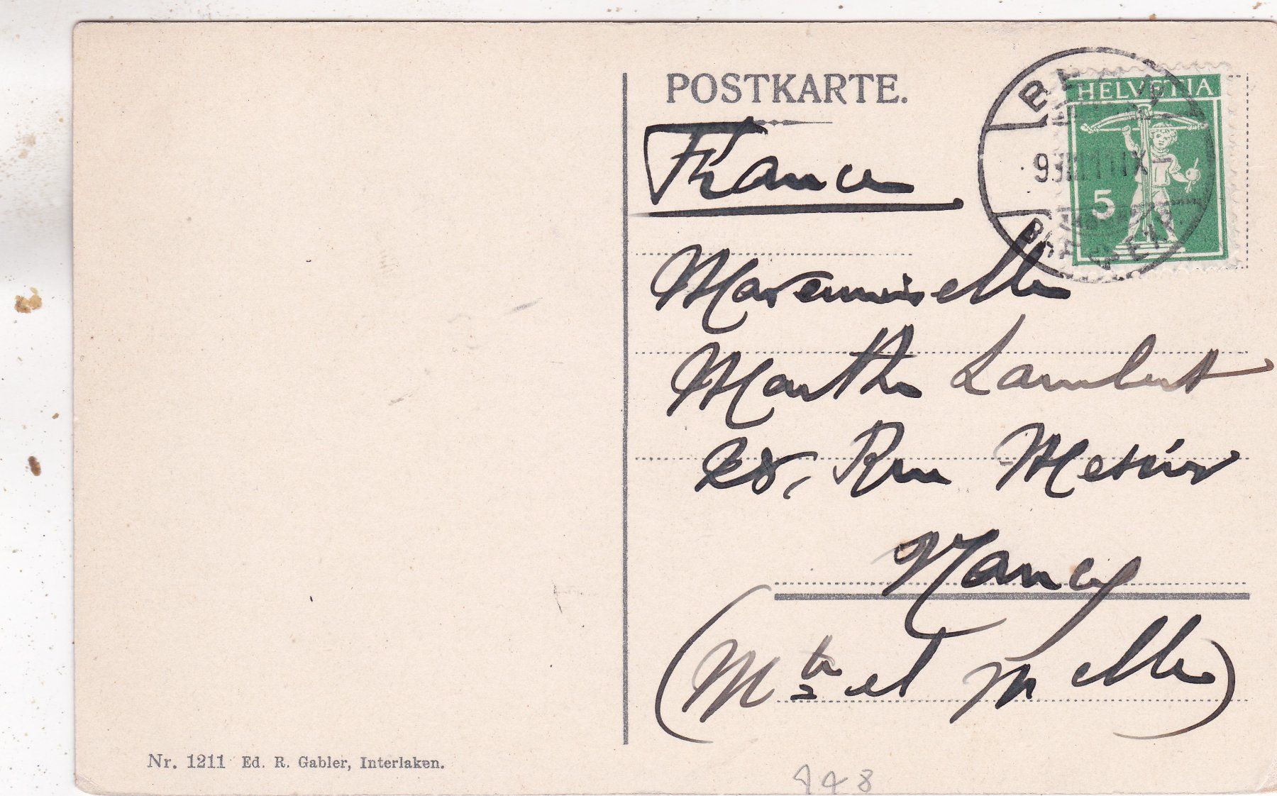 Cartoline postali: Interlaken Kurgarten 1911 – Usato da Herisau venduto da Lisegrat2008 1