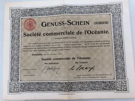 Genuss-Schein Socitété commerciale de L'Océanie. 19.12.1910