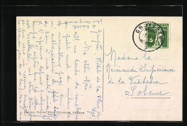 Cartoline postali: Gruyères, Vue Générale, Dent de Broc, – Usato da Berlin venduto da bartko-reher 1